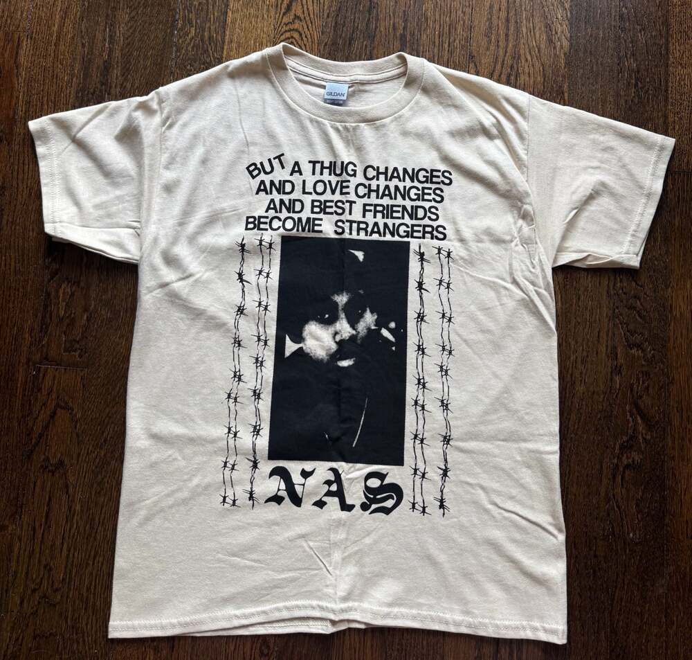 T-SHIRT Nas The Message Lyrics CREAM YOUTH LG LOW LVL LEVEL HIP-HOP STREETWEAR